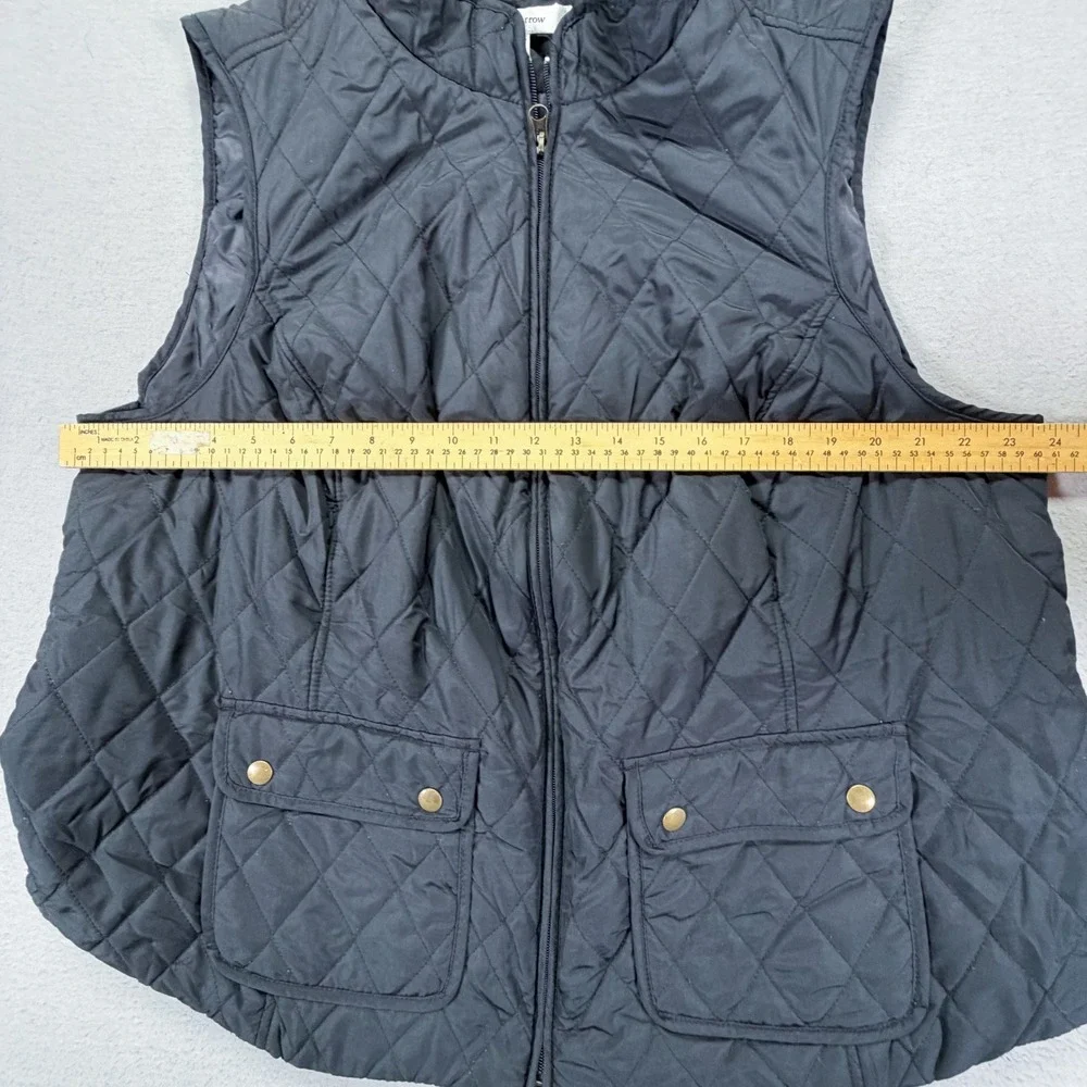 Croft & Barrow Quilted Vest Womens 2X Black Diamond Pattern Zip‎ Front